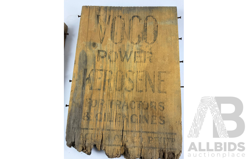 Two Voco Power Kerosene Timber Box Ends