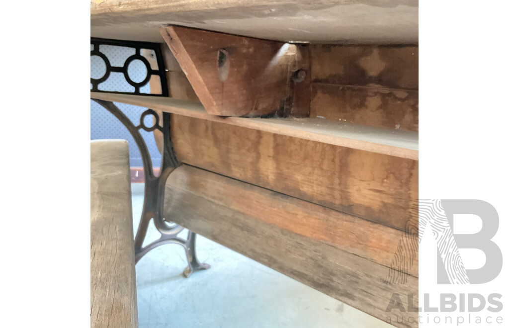 Vintage Cast Iron and Timber School Desk Number Five