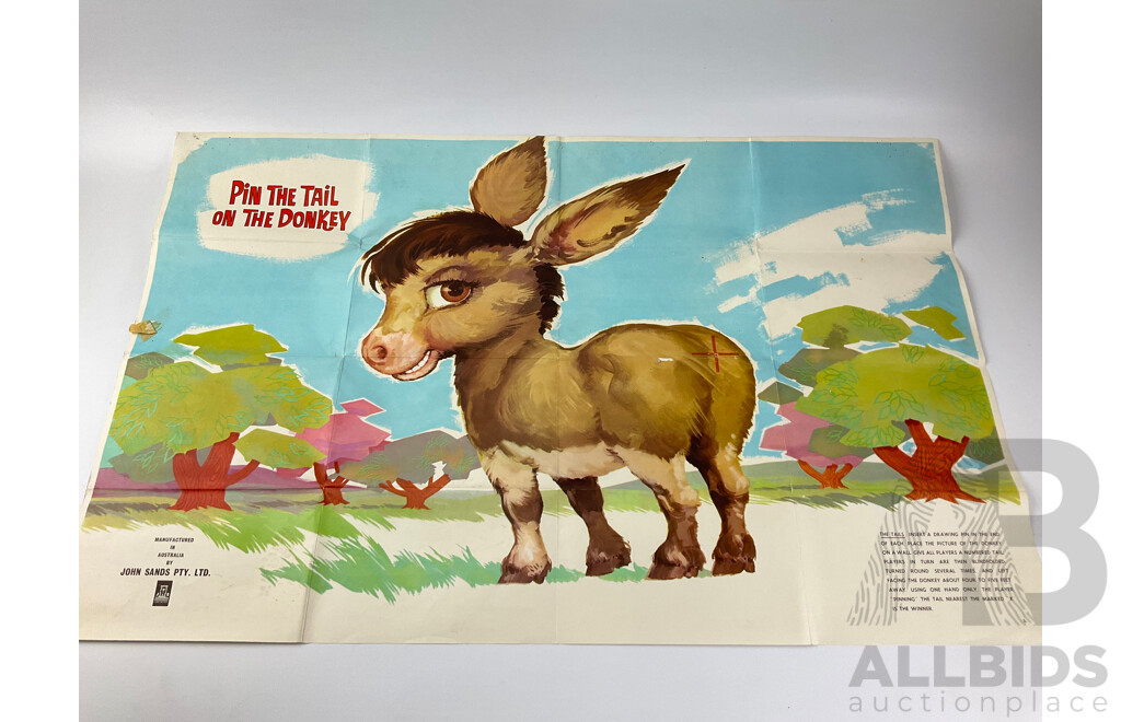 Vintage Australian Board Games Including Murfett Totopoly and John Sands Pin the Tail on the Donkey