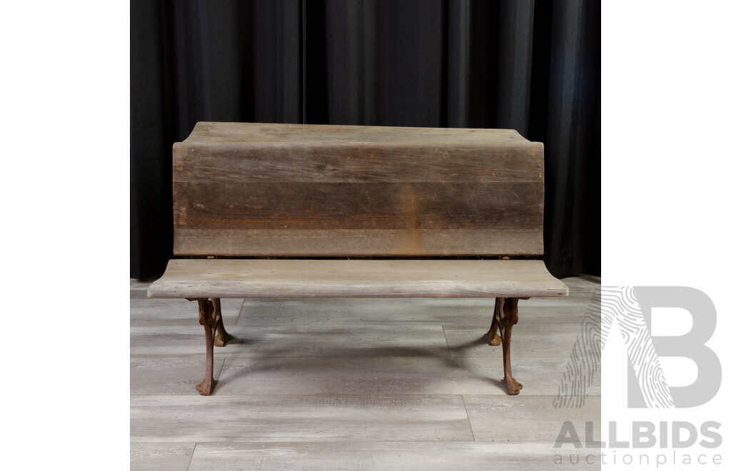 Early Cast Iron and Timber Folding School Desk Number Three