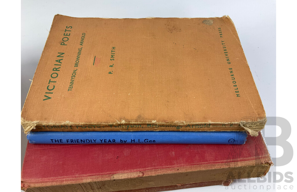 Collection of Antique and Vintage Books Including the Triail Hunter, Gustave Aimrd 1863, Poems Ella Wheeler Wilcox, the Complete Works of William Shakespeare, Don Quixote, Miguel De Cervantes and More