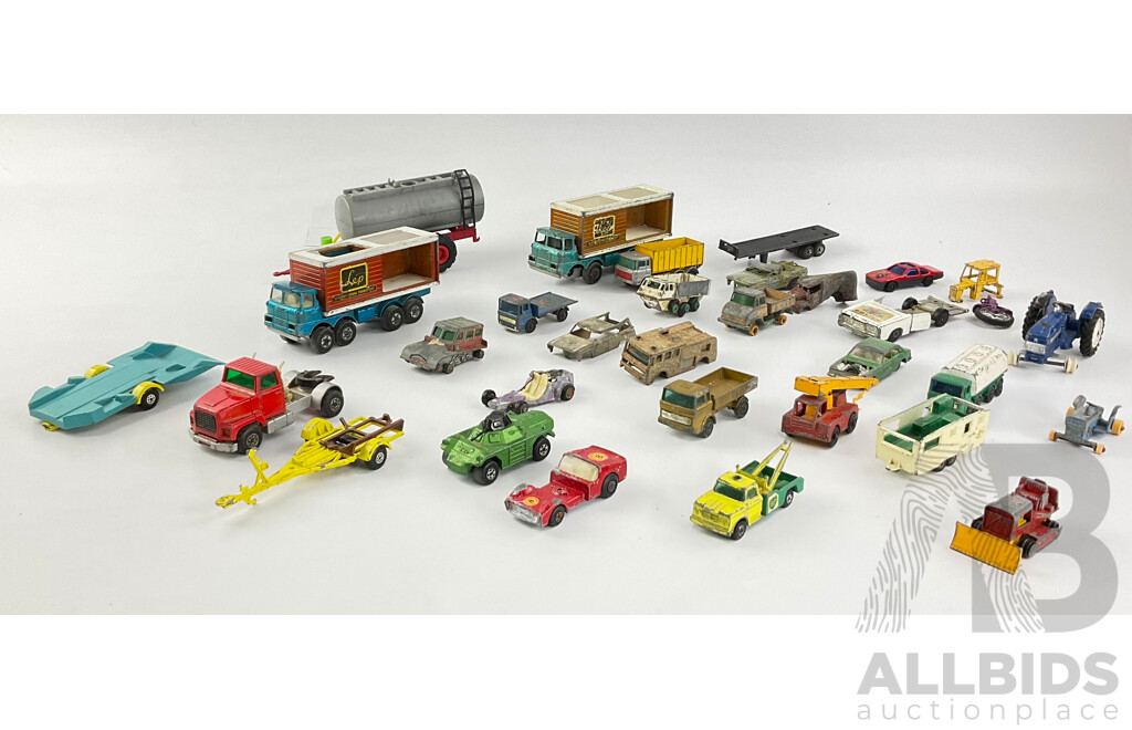 Collection of Vintage Matchbox and Dinky Vehicles Including Some for Parts or Repair