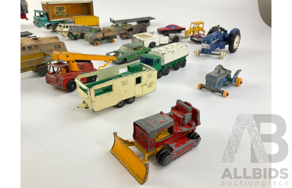 Collection of Vintage Matchbox and Dinky Vehicles Including Some for Parts or Repair