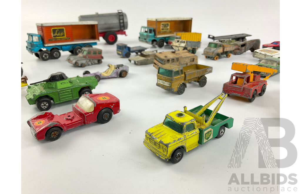 Collection of Vintage Matchbox and Dinky Vehicles Including Some for Parts or Repair