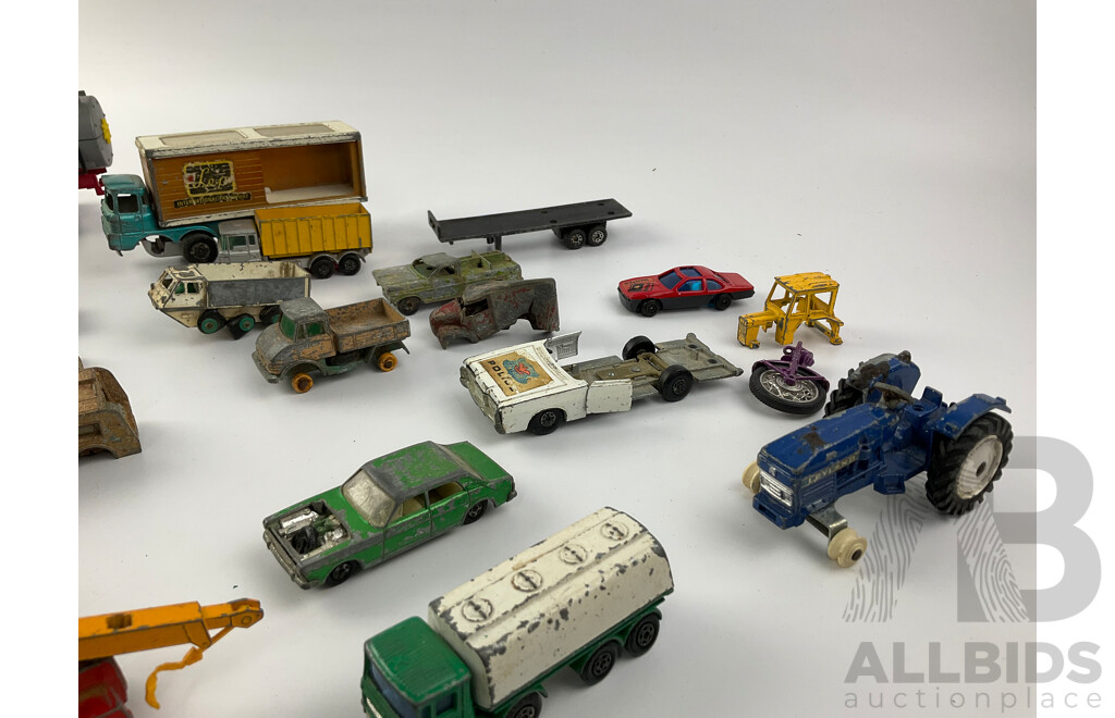 Collection of Vintage Matchbox and Dinky Vehicles Including Some for Parts or Repair