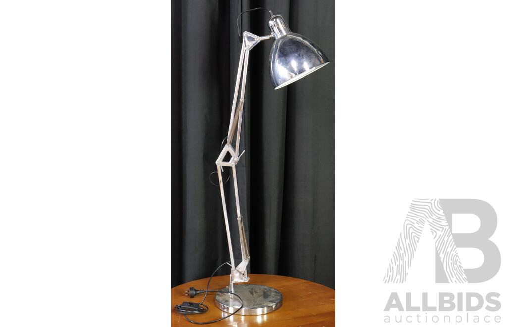 Large Vintage Heavy Base Adjustable Lamp with Chrome Finish