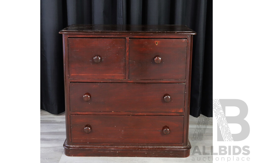 Stained Edwardian Chest of Four Drawers