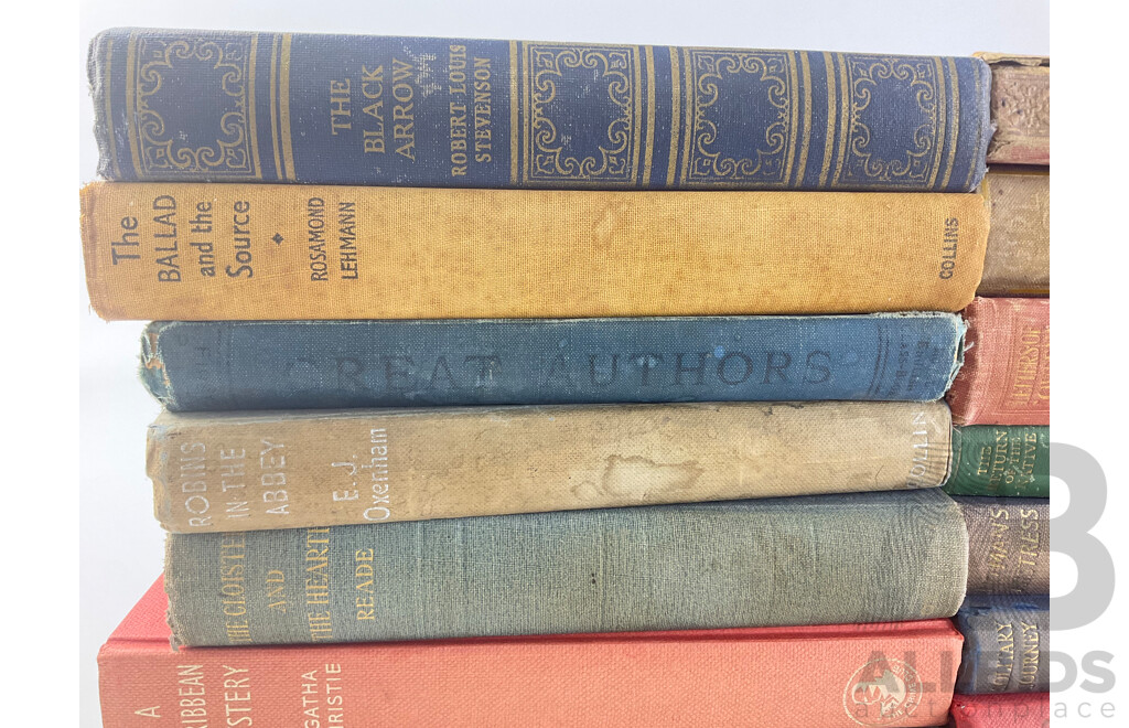 Collection of Antique and Vintage Hard Cover Books Including the Letters of Queen Victoria, John Murray, 1908, Gulliver's Travels, Jonathan Swift, 1937, a Caribbean Mystery, Agatha Christie, the Black Arrow, Robert Louis Stevenson,.......