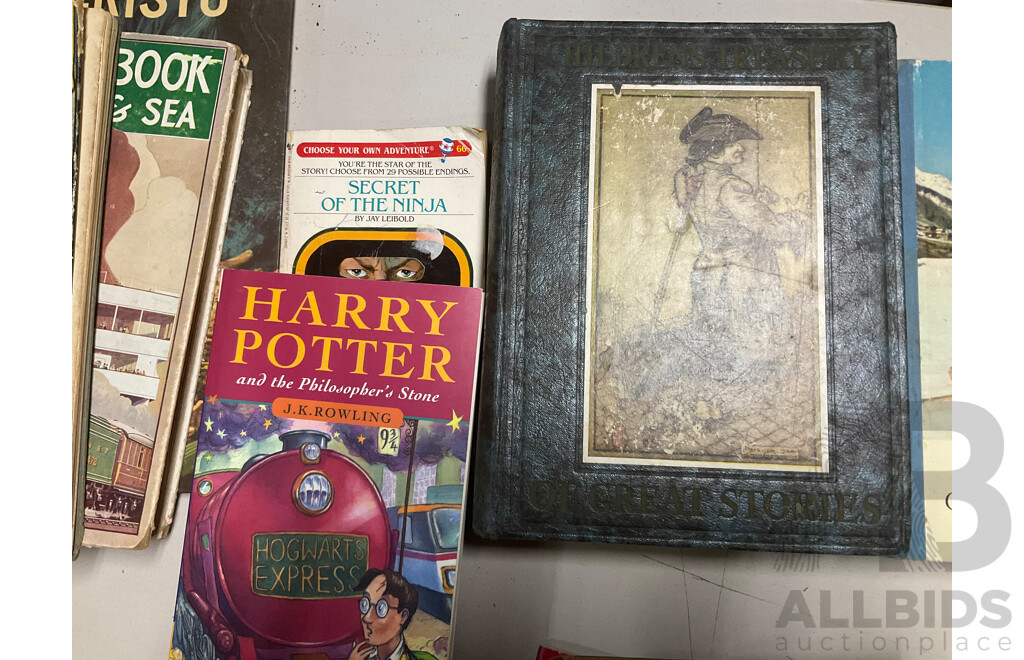 Collection of Vintage and Contemporary Children's Books Including Dragon and Wizard Themes, the Authoritative Calvin & Hobbs, the Enchanted Places, Christopher Milne, the Pirate Omnibus, and More