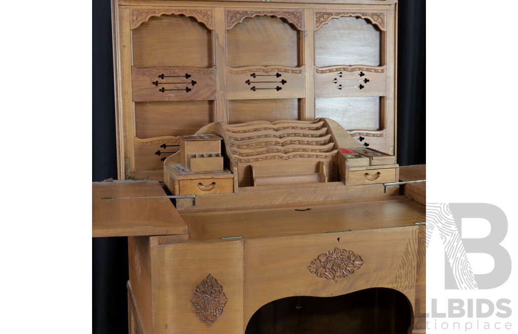 Indian Teak Metamorphic Desk with Well Fitted Interior