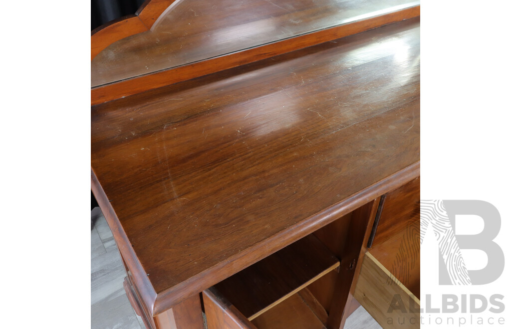 Queen Anne Style Elevated Sideboard with Bevelled Mirror