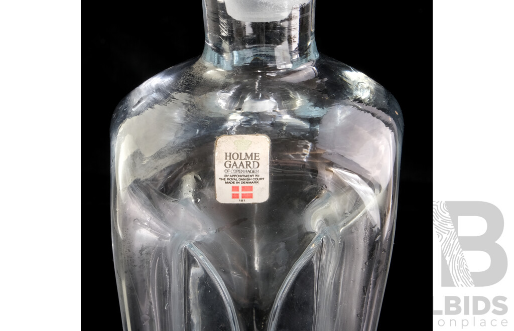 Vintage Holmegaard Kluk-Kluk Glass Decanter with Original Label, Made in Denmark