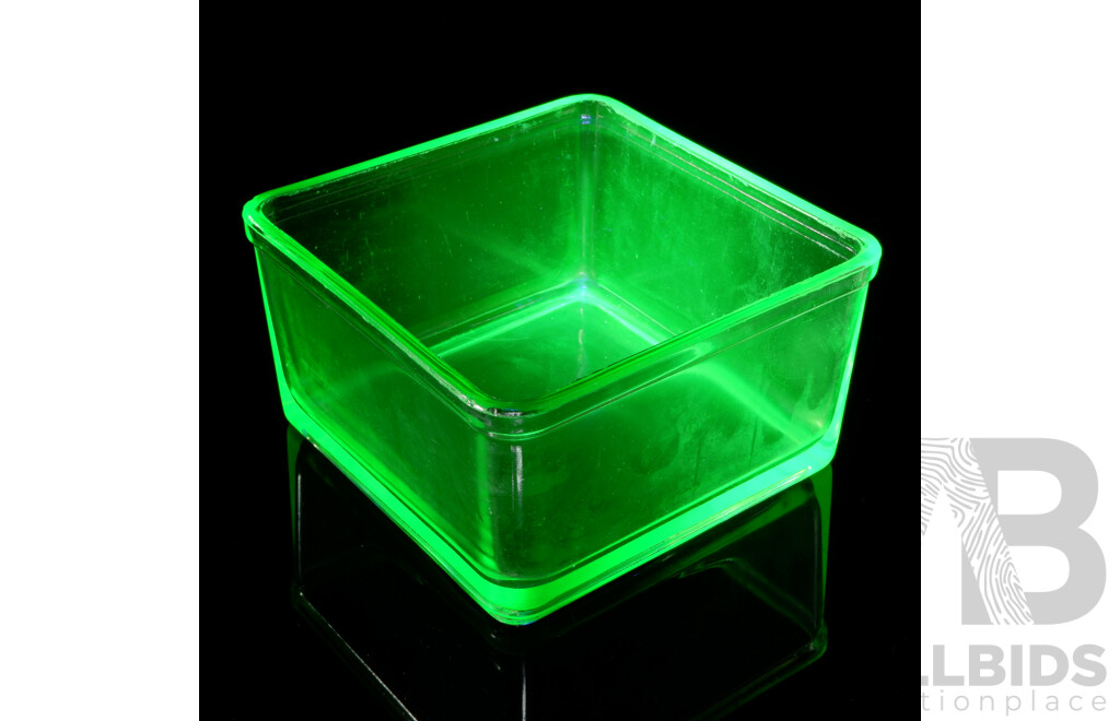 Vintage Square Uranium Glass Container