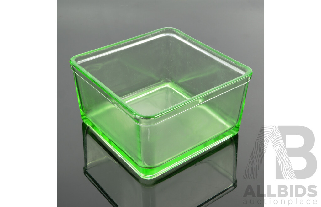 Vintage Square Uranium Glass Container