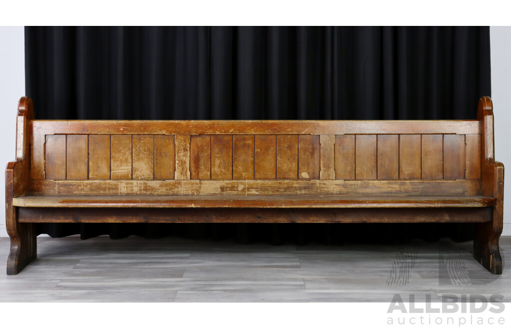 Large Antique Kauri Pine Church Pew