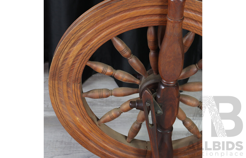 Vintage Oak Treadle Spinning Wheel