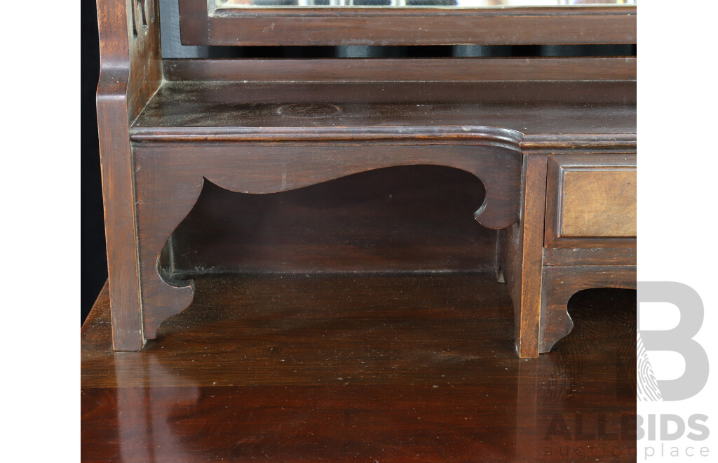 Victorian Mahogany Dresser with Walnut Burl Drawer Fronts and Beveled Mirror