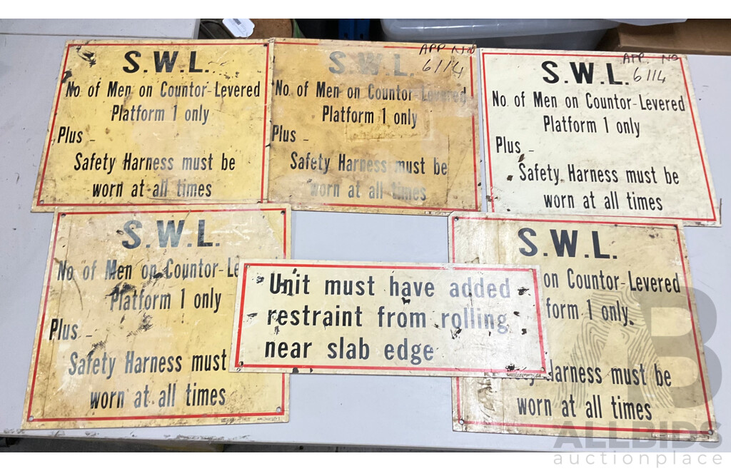 Collection of Vintage Safe Working Load Signs