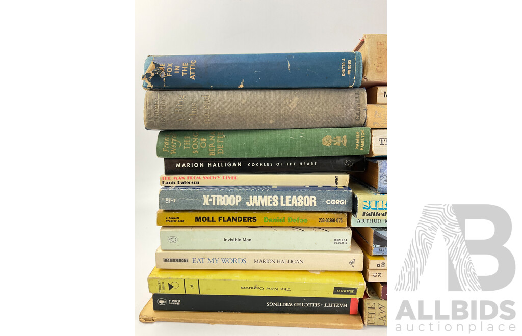 Collection of Vintage Books Including First Editions the Fox in the Attic, Richard Hughes, 1961, Why Can't the English? Lesley Rowlands, 1959, 'A Ring Has No End' Thomas Armstrong 1958, Soft Cover Naked Lunch, William S. Burroughs, Virginia Wolfe.......