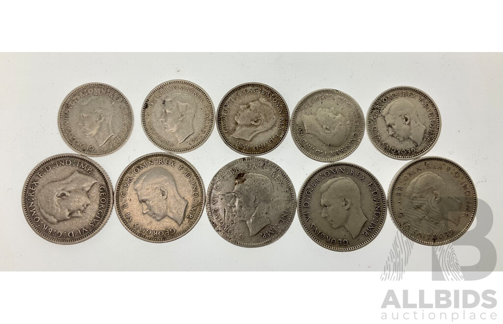 Australian 1940, 41, 42, 43, 44 Silver KGVI Sixpence and Threepence Including San Fransicao and Denver Mint .925