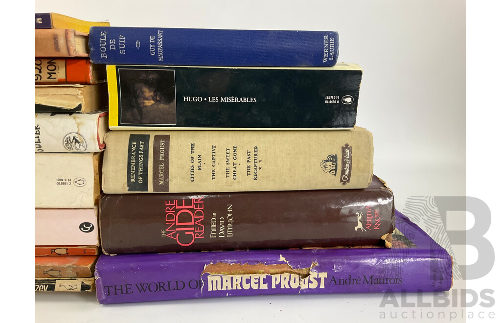 Collection of Vintage Books From Classic Authors Including Chales Dickens, Victor Hugo, Marcel Proust, Jean-jacques Rosseau, Nancy Mitford and More