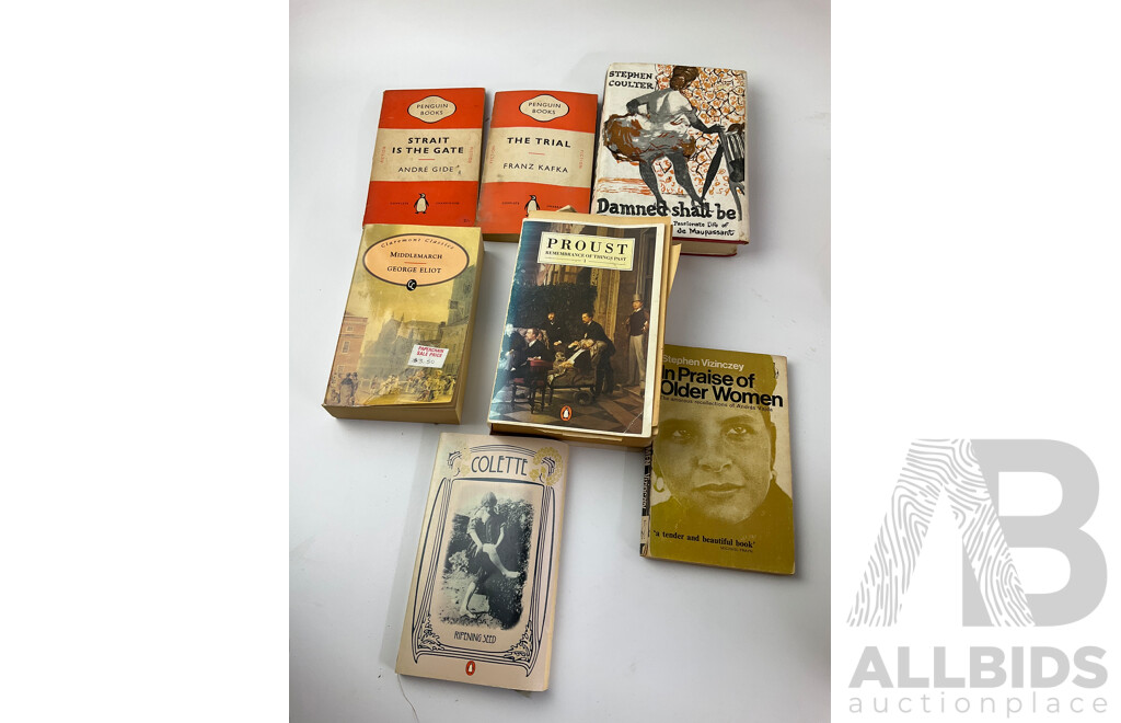 Collection of Vintage Books From Classic Authors Including Chales Dickens, Victor Hugo, Marcel Proust, Jean-jacques Rosseau, Nancy Mitford and More