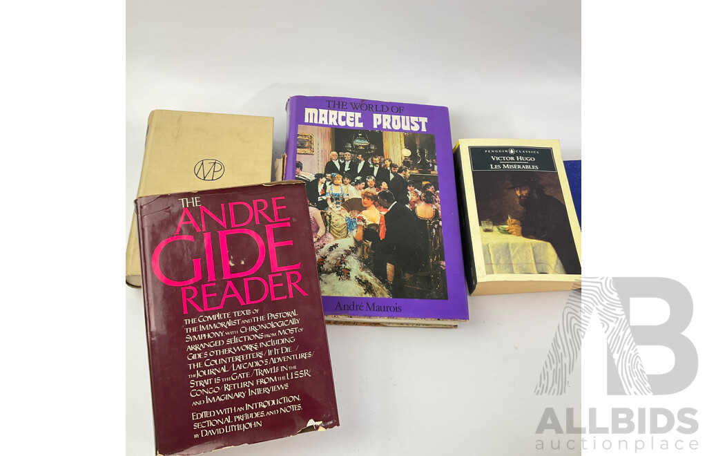 Collection of Vintage Books From Classic Authors Including Chales Dickens, Victor Hugo, Marcel Proust, Jean-jacques Rosseau, Nancy Mitford and More