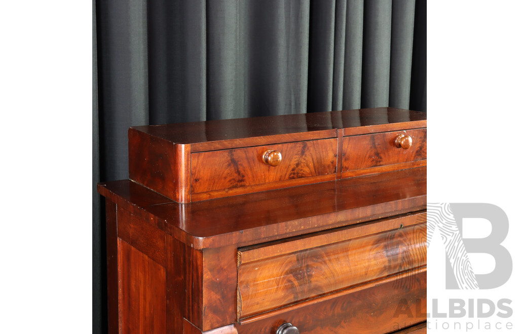 Antique Empire Style Flame Mahogany Chest of Drawers