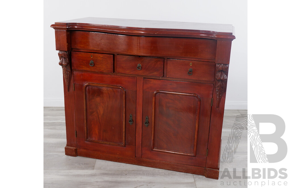 Antique Serpentine Front Mahogany Sideboard