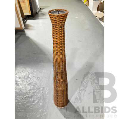 Tall Wicker Floor Candle Stand
