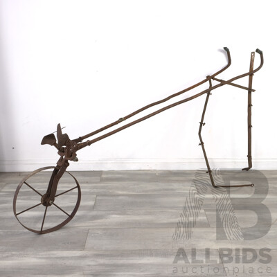 Antique Iron Hand Plough Garden Ornament