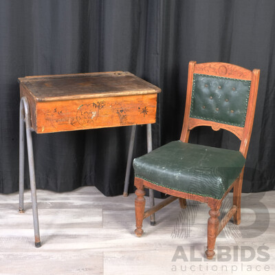 Vintage School Desk and Edwardian Chair