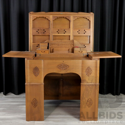 Indian Teak Metamorphic Desk with Well Fitted Interior