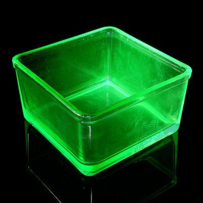 Vintage Square Uranium Glass Container