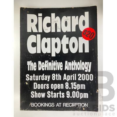 Richard Clapton 'The Definitive Anthology' 2000 Tour, Signed Cardboard Sign