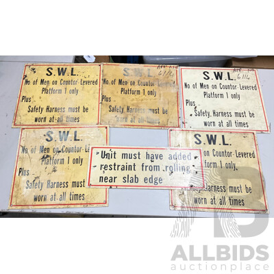 Collection of Vintage Safe Working Load Signs