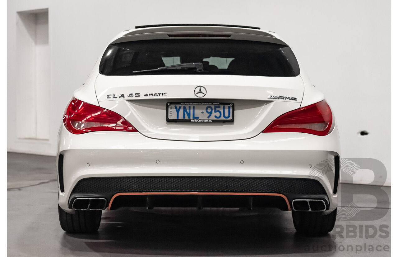 7/2015 Mercedes Benz CLA 45 AMG 4matic (AWD) Shooting Brake OrangeArt Edition 117 4d Wagon White Turbo 2.0L