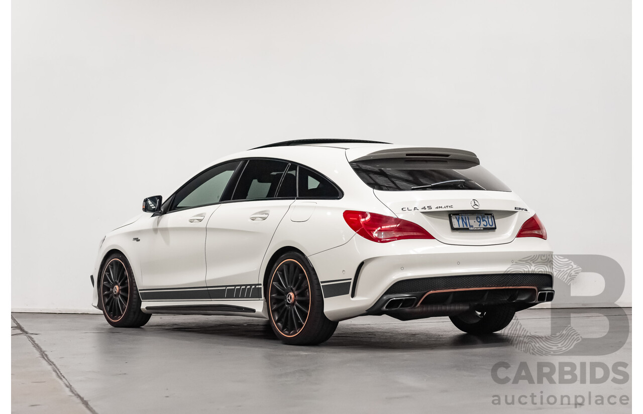 7/2015 Mercedes Benz CLA 45 AMG 4matic (AWD) Shooting Brake OrangeArt Edition 117 4d Wagon White Turbo 2.0L