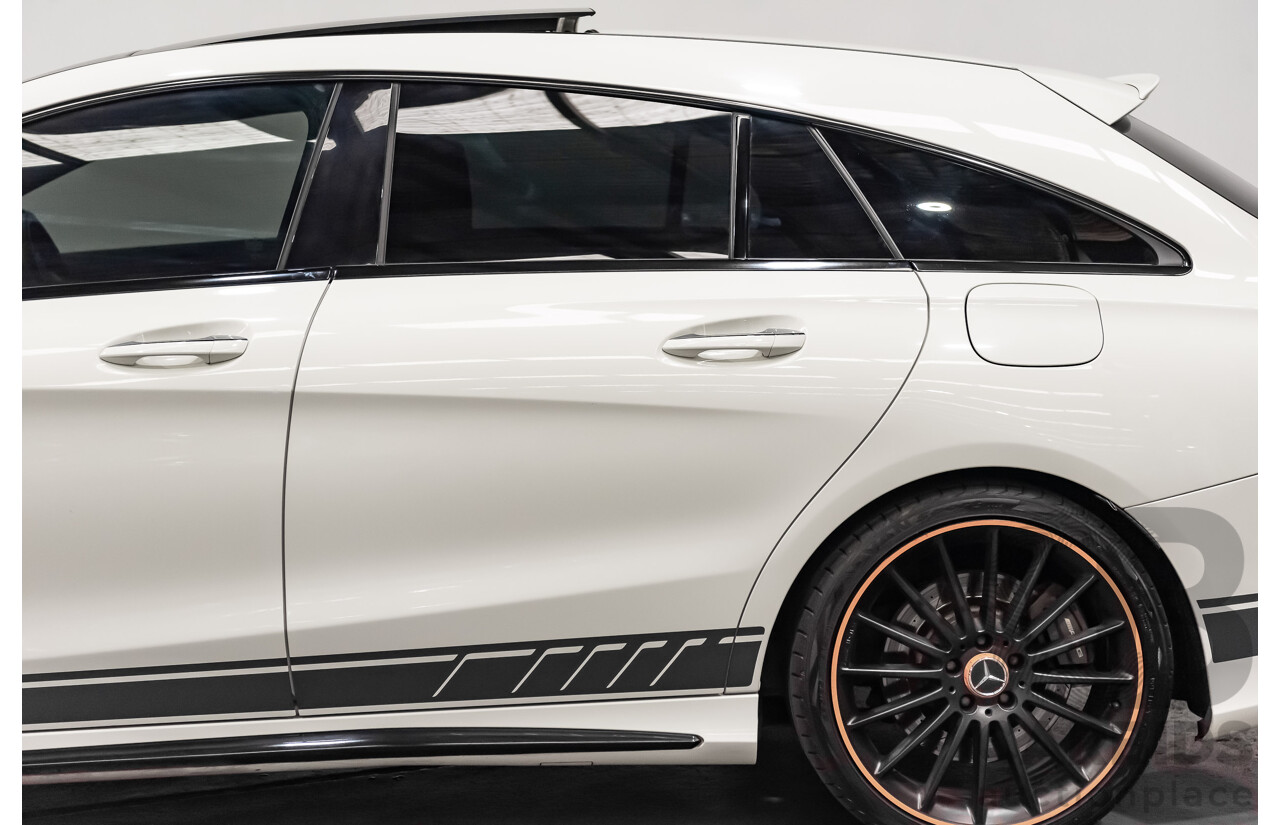 7/2015 Mercedes Benz CLA 45 AMG 4matic (AWD) Shooting Brake OrangeArt Edition 117 4d Wagon White Turbo 2.0L