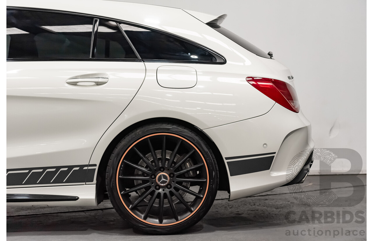 7/2015 Mercedes Benz CLA 45 AMG 4matic (AWD) Shooting Brake OrangeArt Edition 117 4d Wagon White Turbo 2.0L