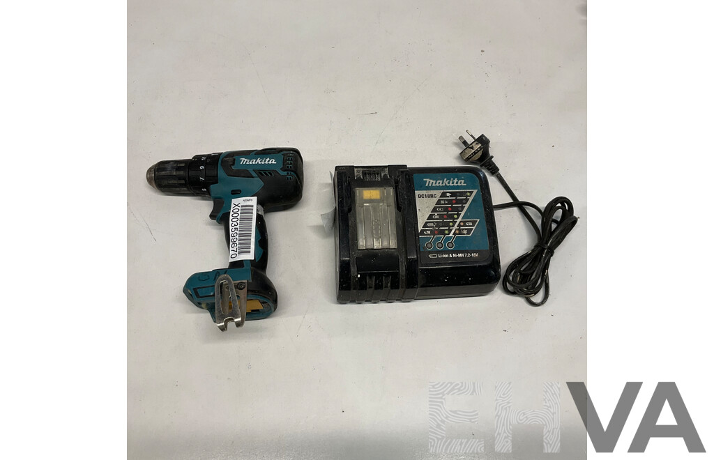 MAKITA DHP459 Cordless Hammer Driver Drill & Charger - Lot of 2 - Estimated Total ORP329.00