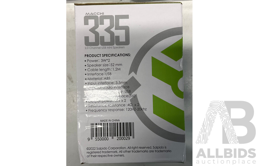 SALPIDO Macci 335 2.0 Channel USB Mini Speakers - Lot of 12