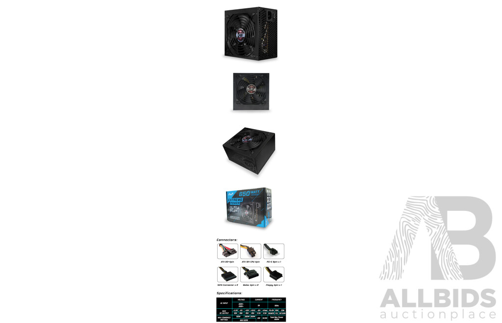 AVF APS650F12B Extreme 650W Ultra Silent Power Supply - Lot of 6 - Estimated Total ORP$ 480.00