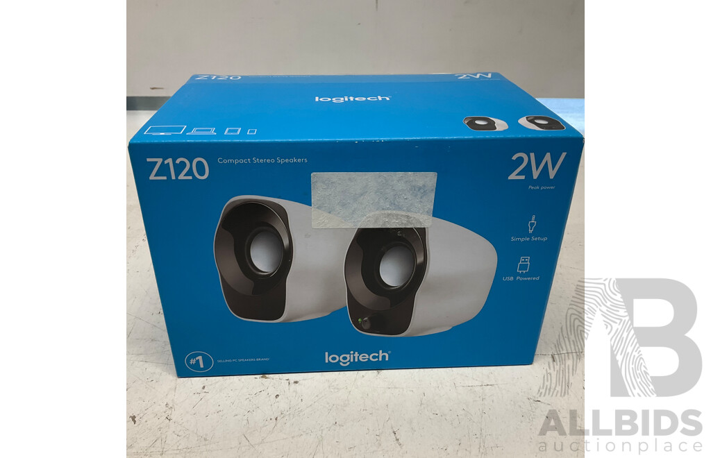 LOGITECH Z120 Compact Stereo Speaker - Lot of 18 - Estimated Total ORP $972.00