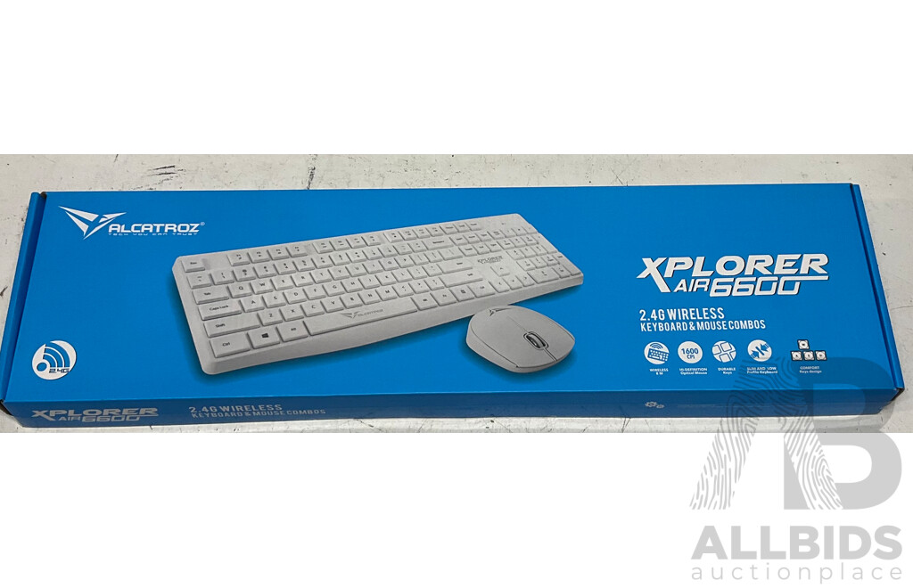 ALCATROZ Xplorer Air 6600 Wireless Keyboard Mouse Combo - White - Lot of 18