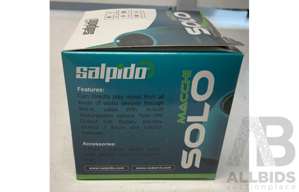 SALPIDO Macchi Solo 2.0 Channel Multimedia Mini Speaker - White - Lot of 60