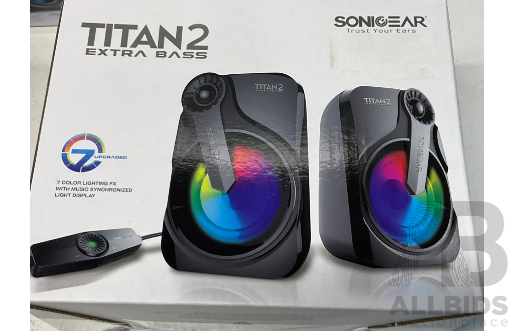 SONICGEAR Titan 2 (Black) 2.0 USB Speaker with Multi Color LED - Lot of 20