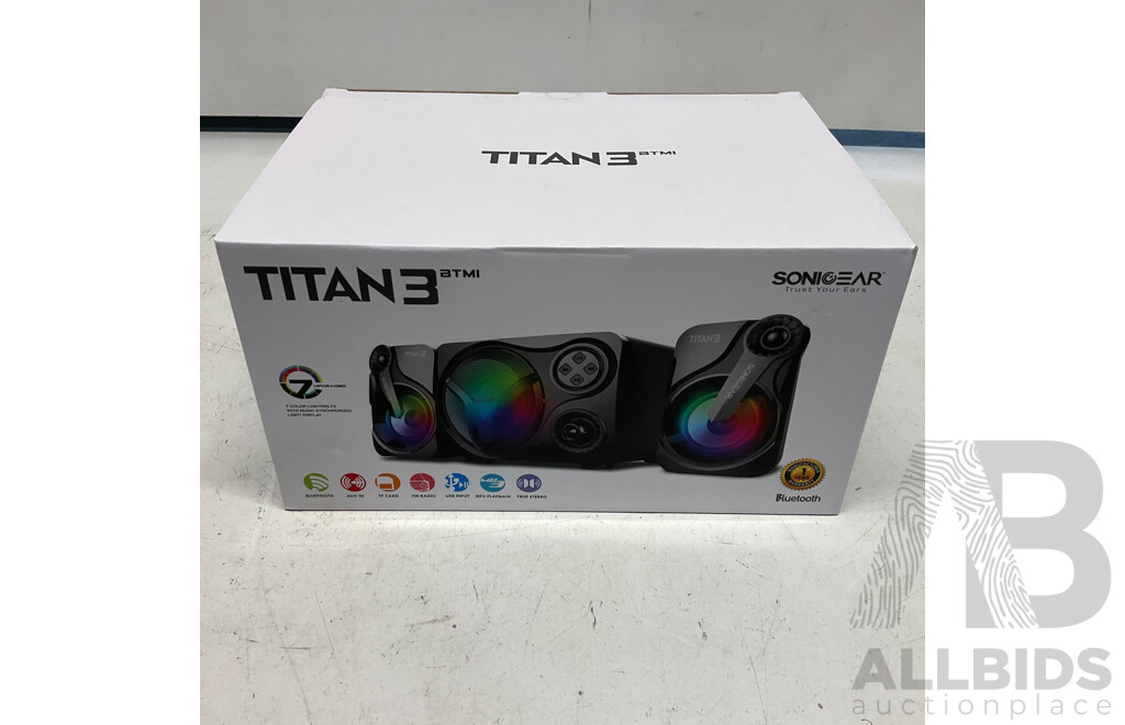 SONICGEAR Titan 3 (Black)  2.1 USB Speaker with Multi Color LED - Lot of 12