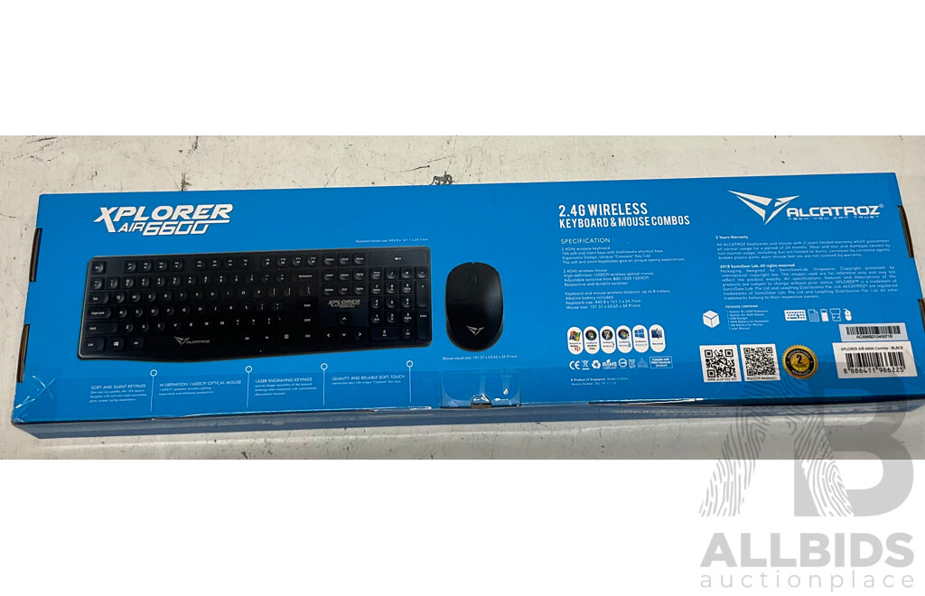 ALCATROZ Xplorer Air 6600 Wireless Keyboard Mouse Combo - Black - Lot of 10 -Estimated Total $310.00