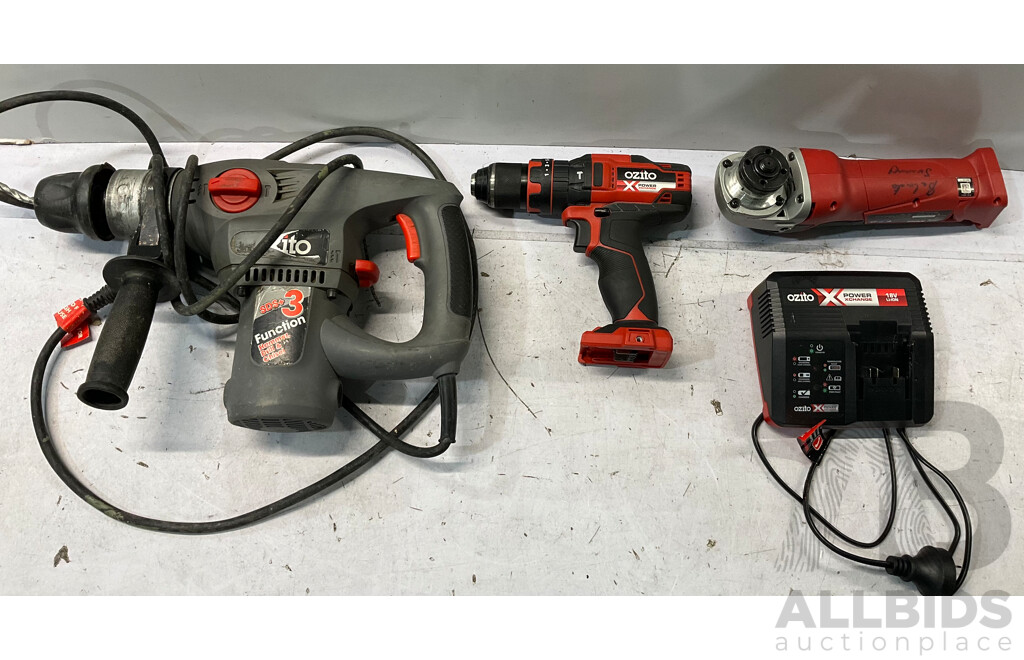 OZITO Hammer Drill, Chuck Drill, Angle Grinder & Charger